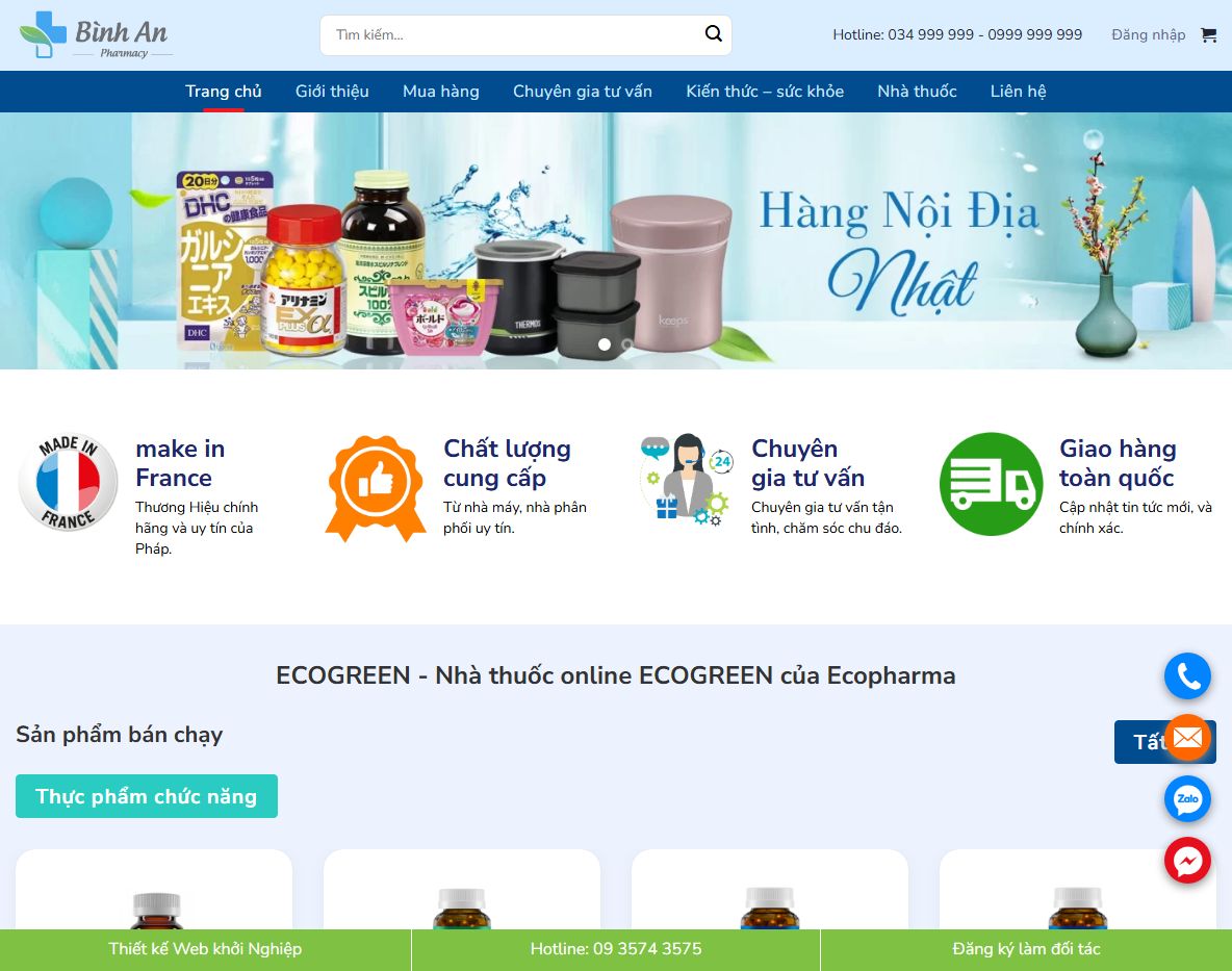 Giao diện trang chủ Theme WordPress nhà thuốc 07