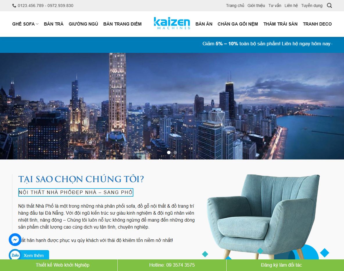 Giao diện trang chủ Theme WordPress nội thất 20
