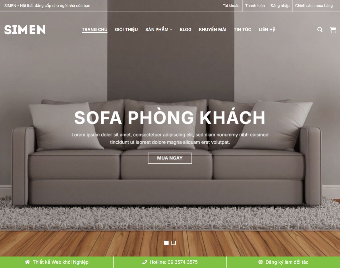Giao diện trang chủ Theme wordpress nội thất 30