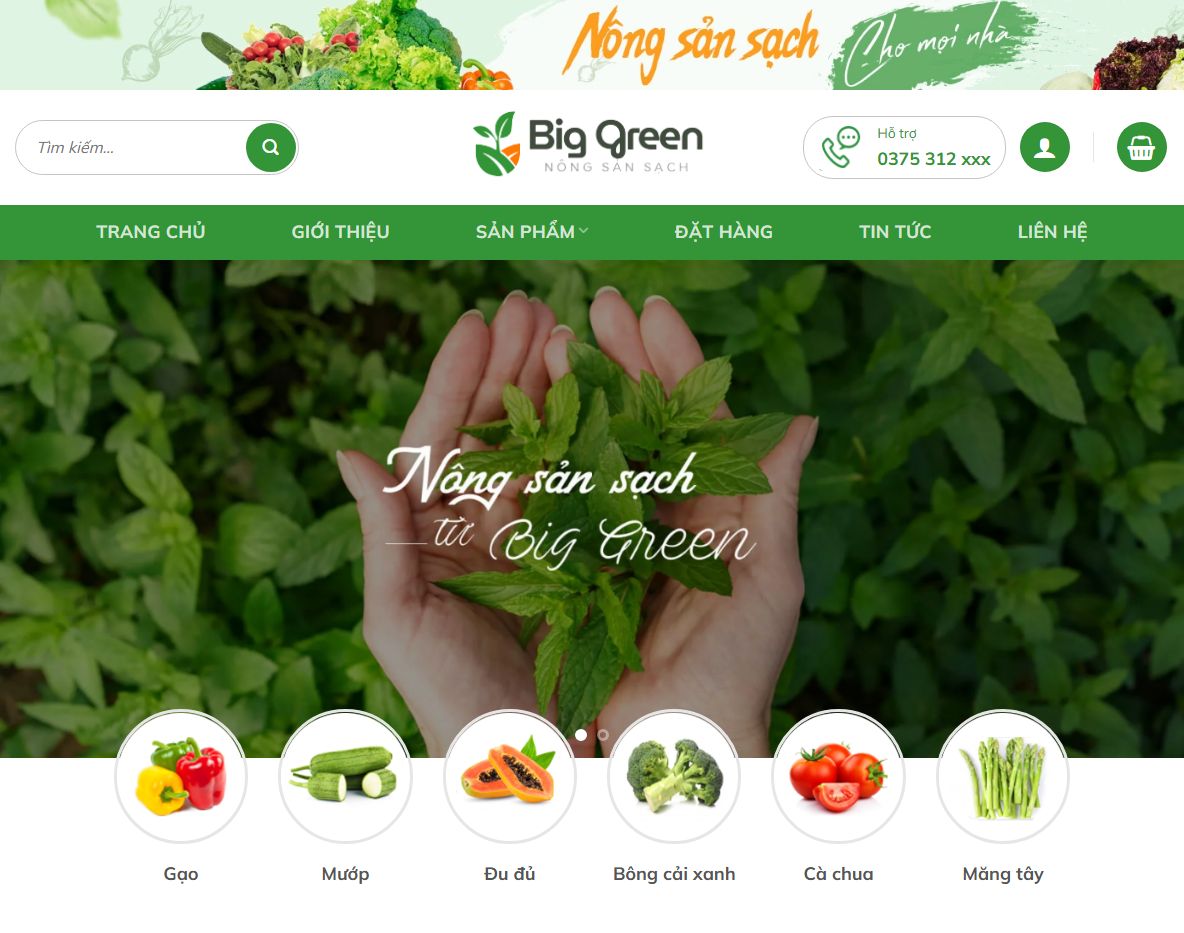 Giao diện trang chủ Theme WordPress nông sản 03