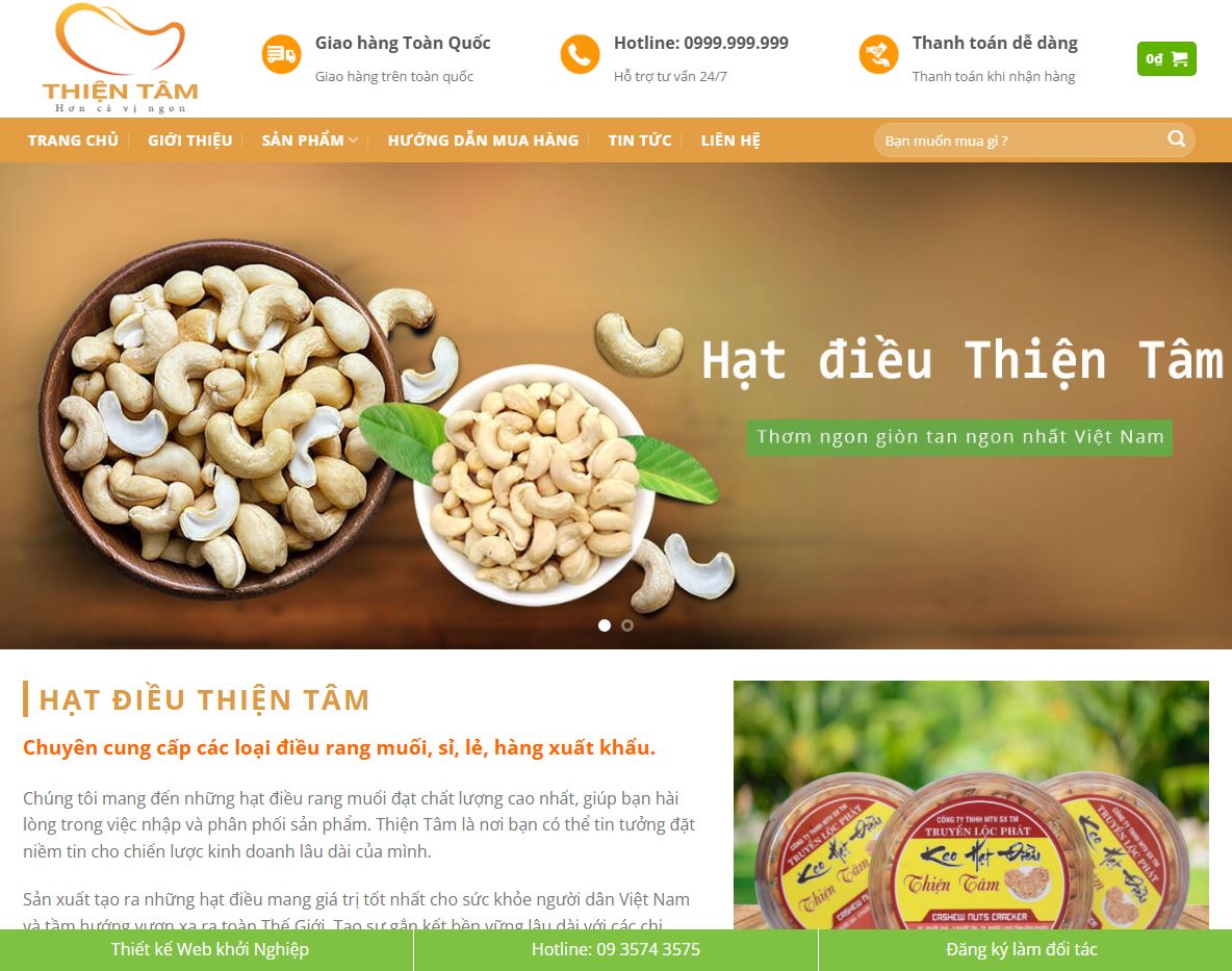 Giao diện Theme wordpress nông sản hạt điều 01