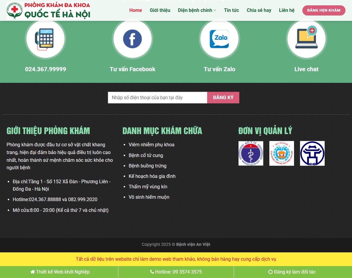 Giao diện quản trị Theme WordPress phòng khám 01