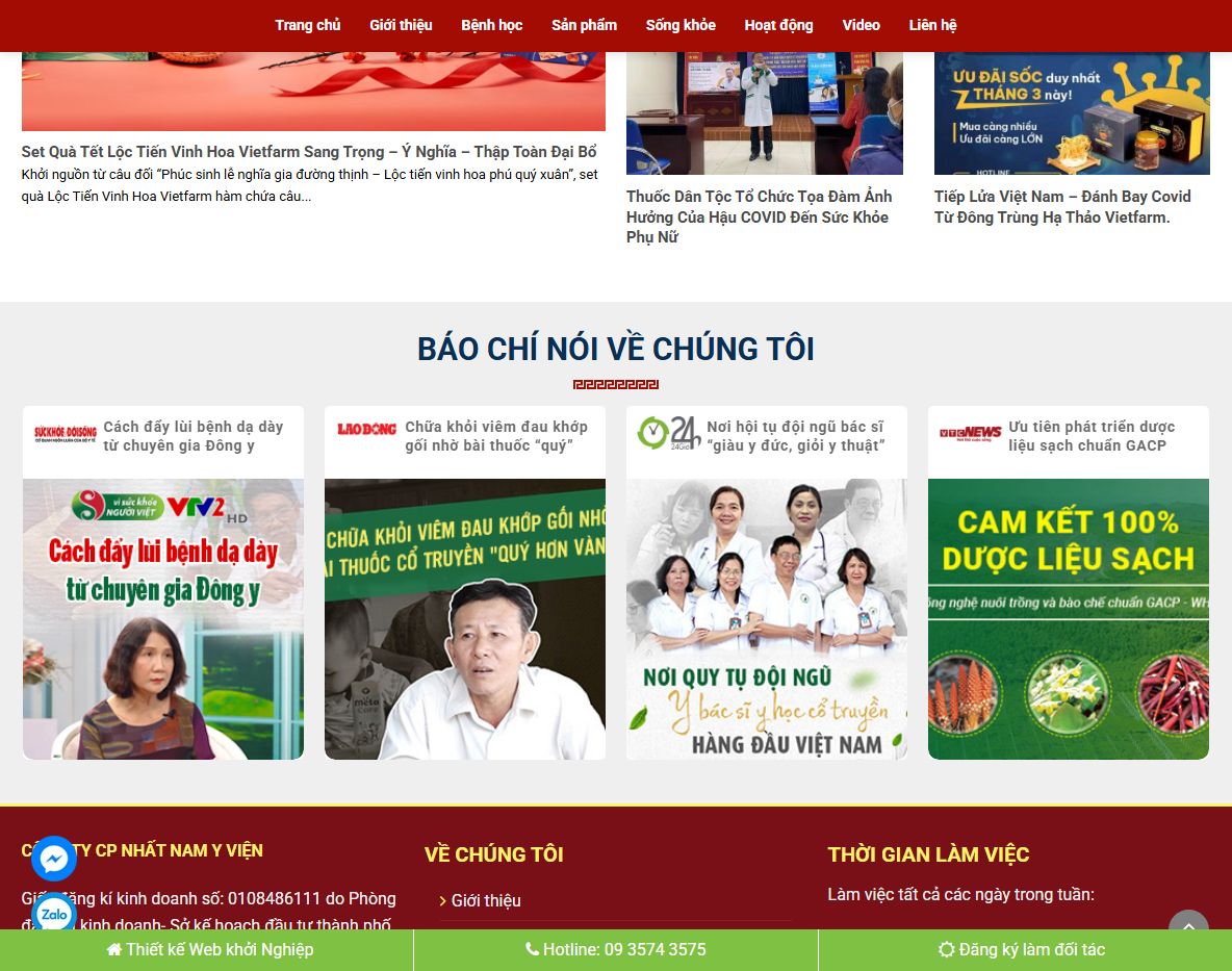 Tính năng theme wordpress phòng khám đông y