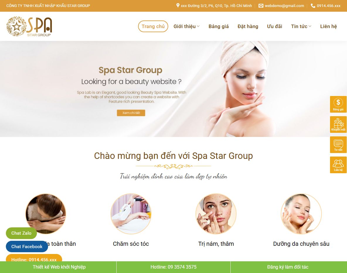 Giao diện chính Theme wordpress spa 12