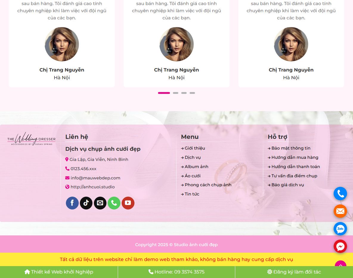 Tính năng quản lý của Theme WordPress Studio Ảnh Cưới 02