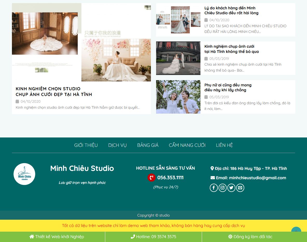 Tính năng Theme WordPress Studio Ảnh Cưới 03