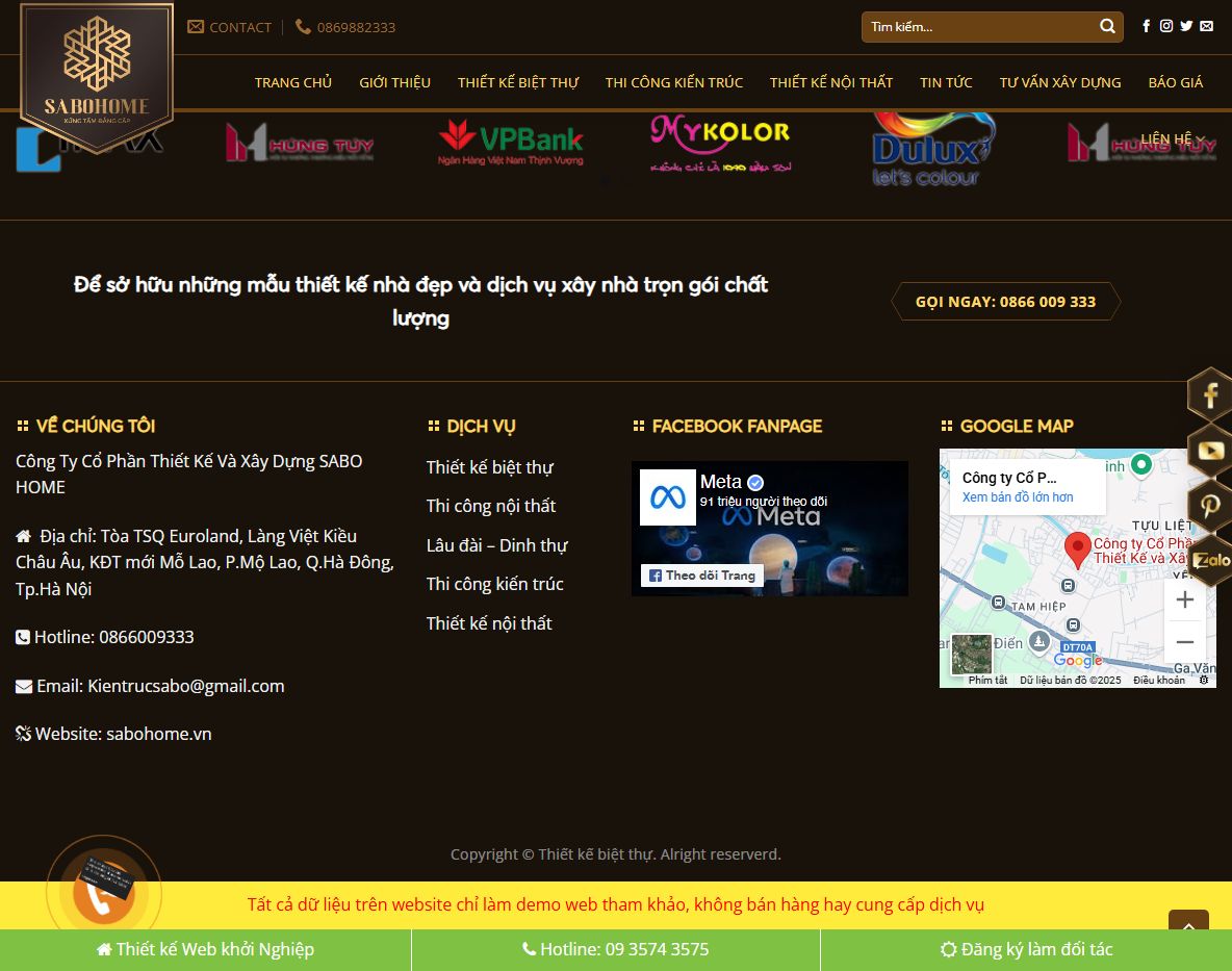 Giao diện quản trị Theme wordpress thiết kế biệt thự 02