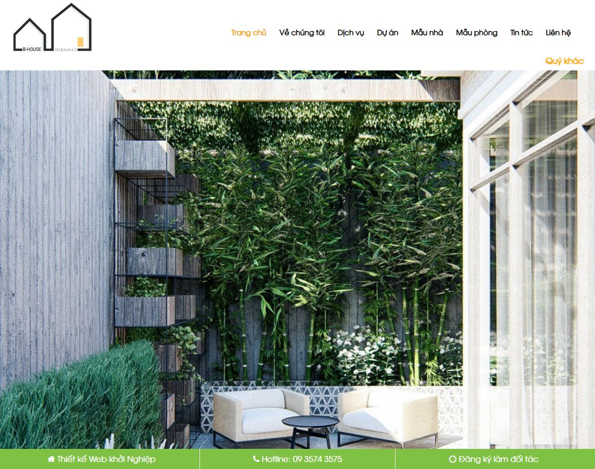 Giao diện theme wordpress thiết kế biệt thự