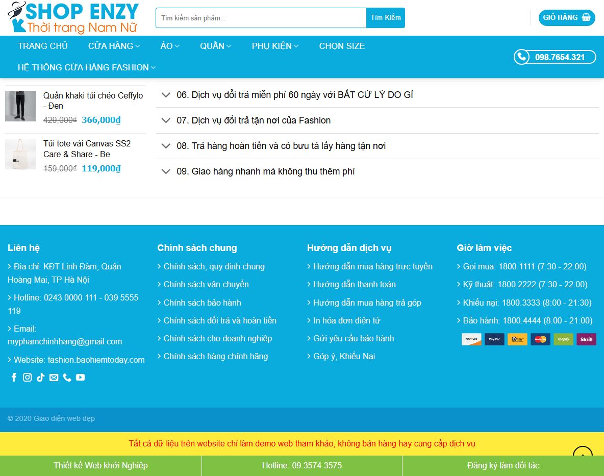 Demo Theme wordpress thời trang 09
