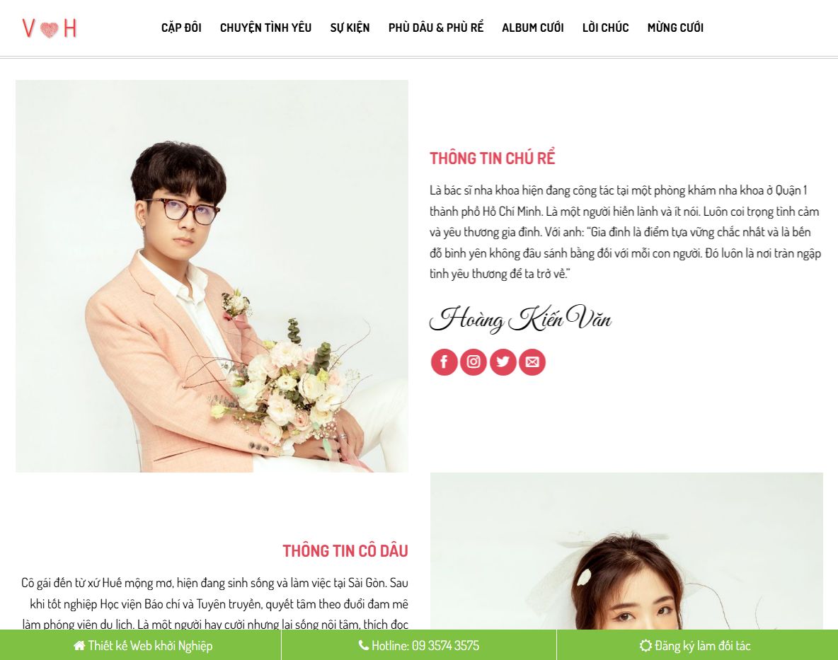 Theme WordPress đám cưới hiện đại