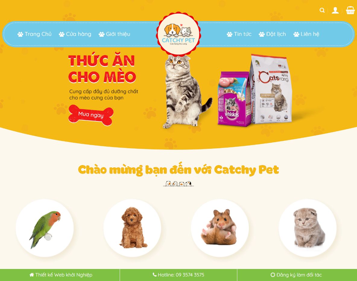 Giao diện trang chủ Theme WordPress thú cưng 02