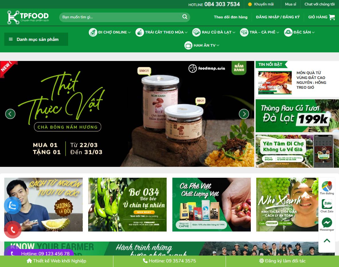 Giao diện trang chủ Theme WordPress thực phẩm 05
