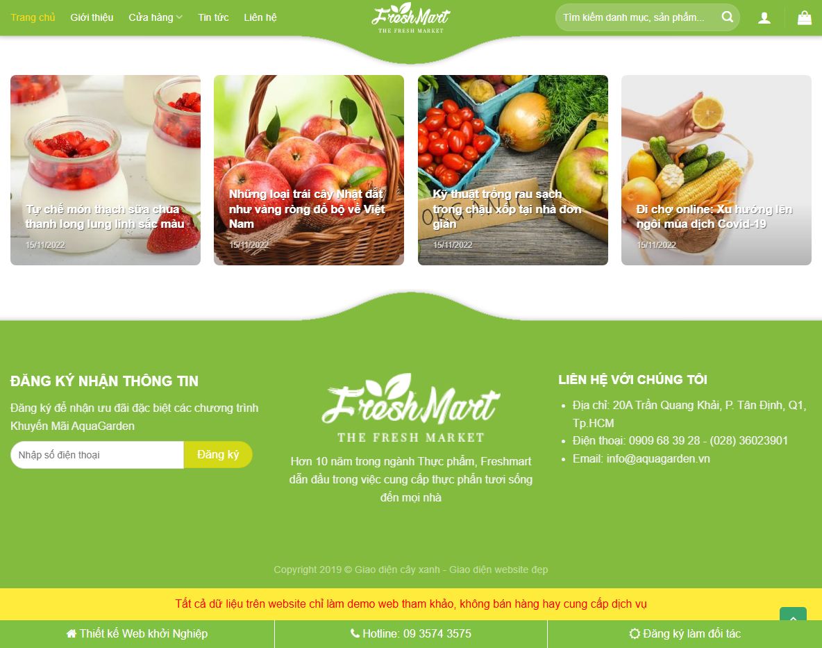 Giao diện responsive Theme WordPress thực phẩm sạch 01
