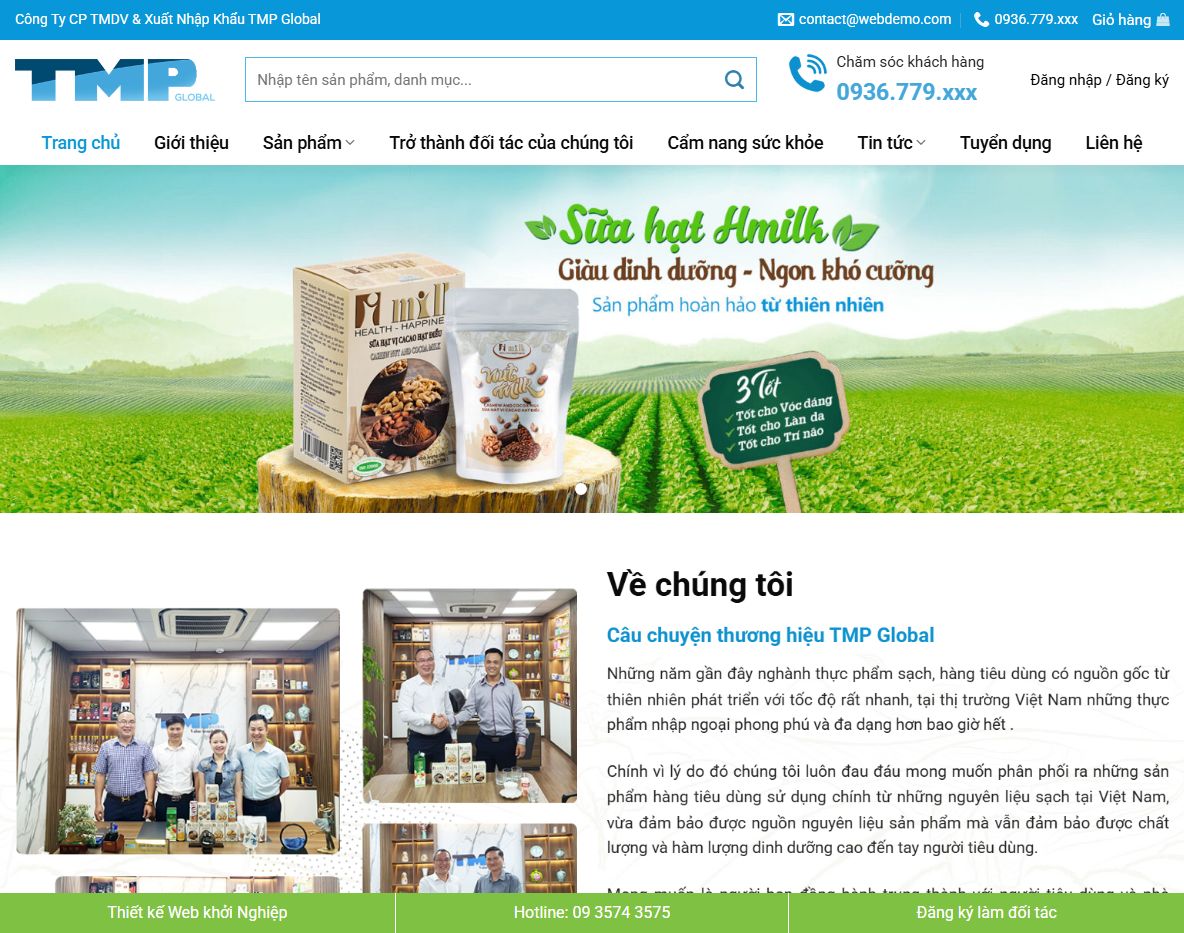 Giao diện trang chủ Theme wordpress thực phẩm sạch 07
