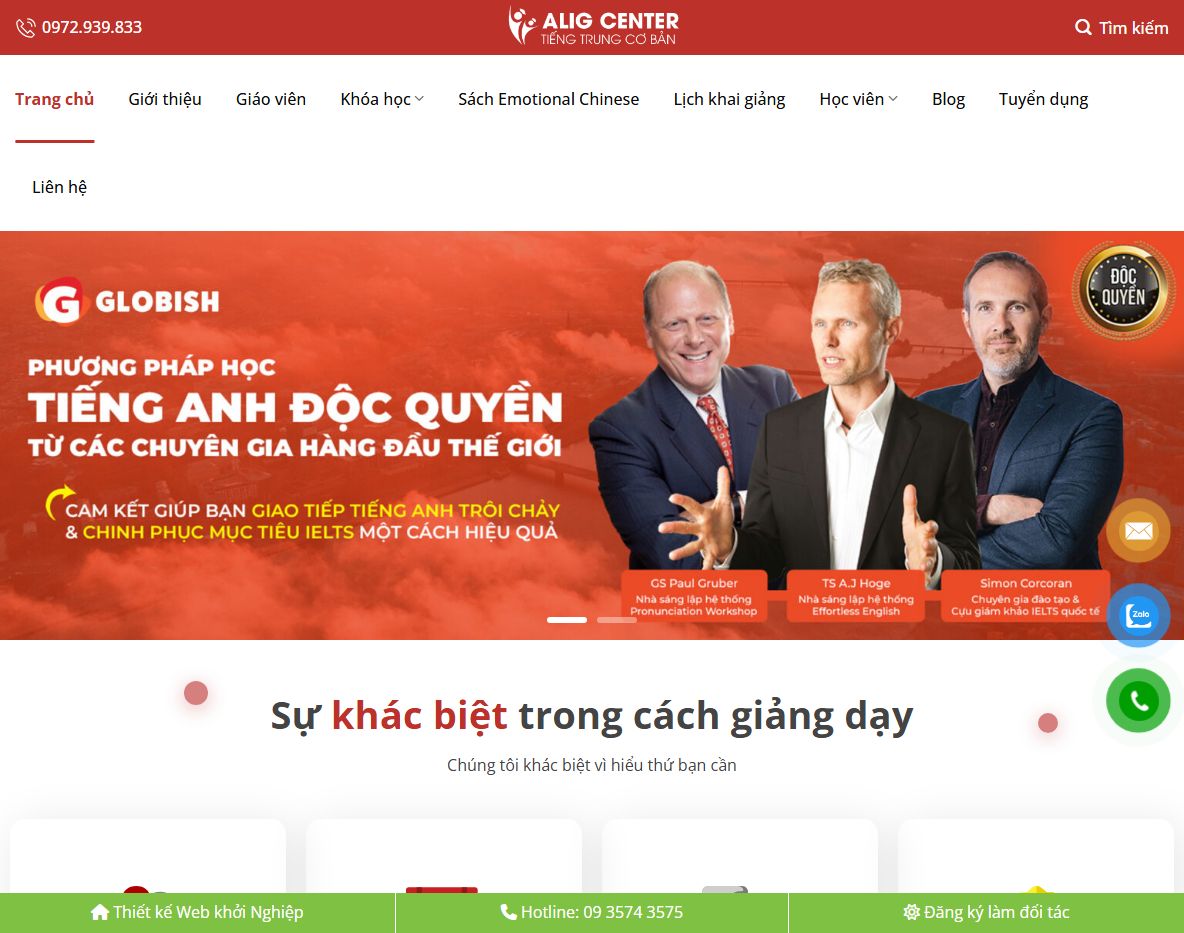 Theme WordPress cho trung tâm tiếng Trung