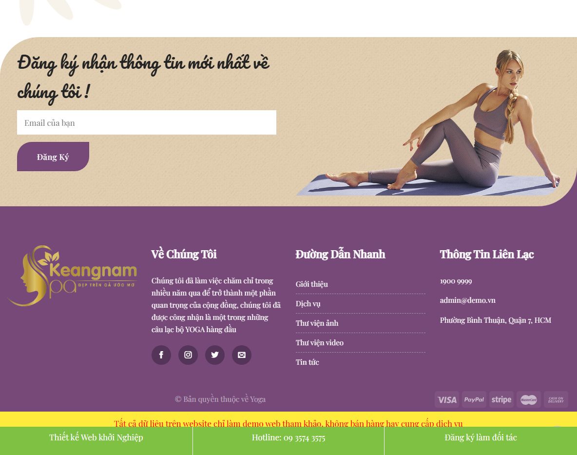 Giao diện quản trị Theme WordPress trung tâm yoga 01