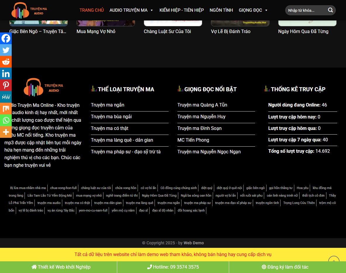 Tính năng theme wordpress truyện ma audio