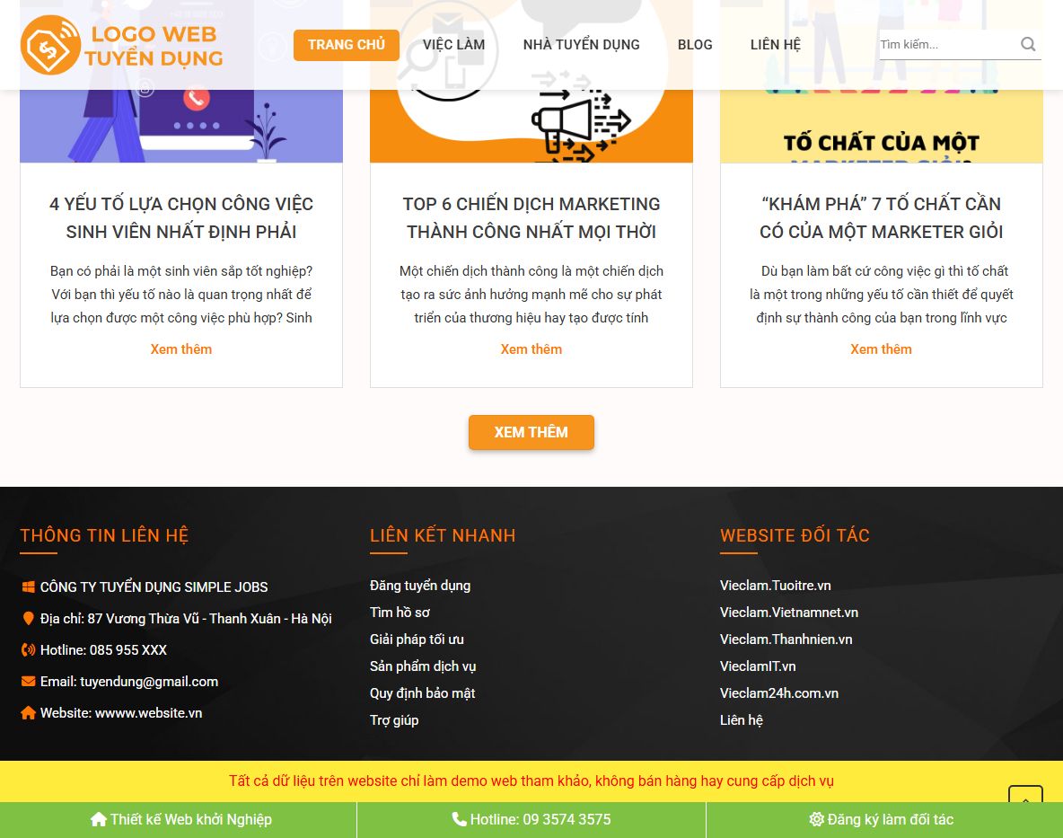 Tùy biến Theme WordPress tuyển dụng 01