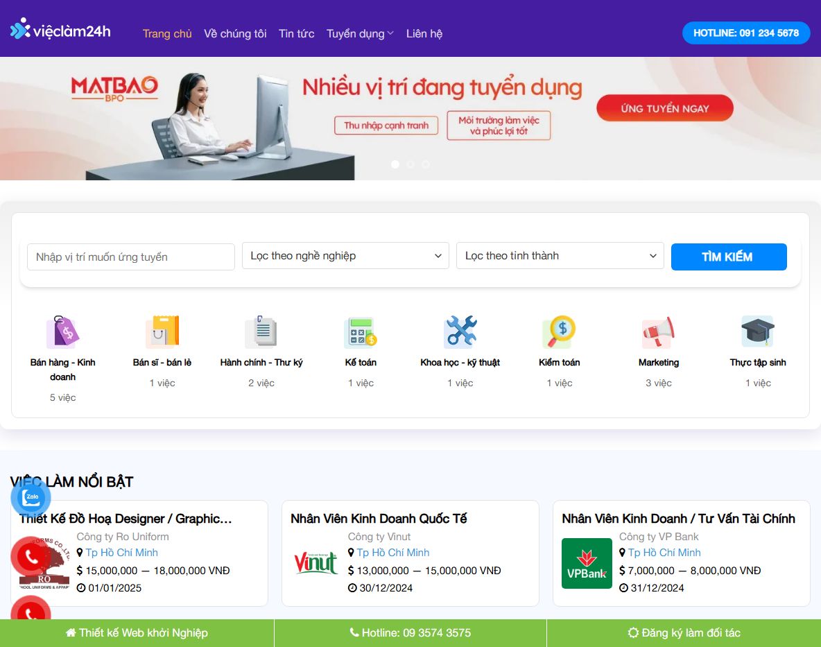 Giao diện Theme wordpress tuyển dụng 03