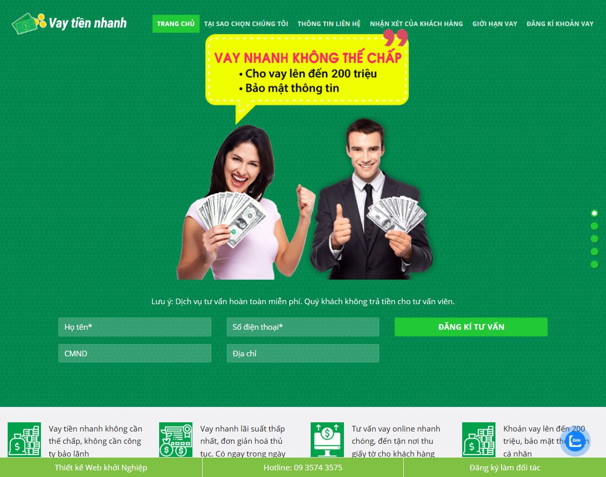 Giao diện theme wordpress vay tiền nhanh