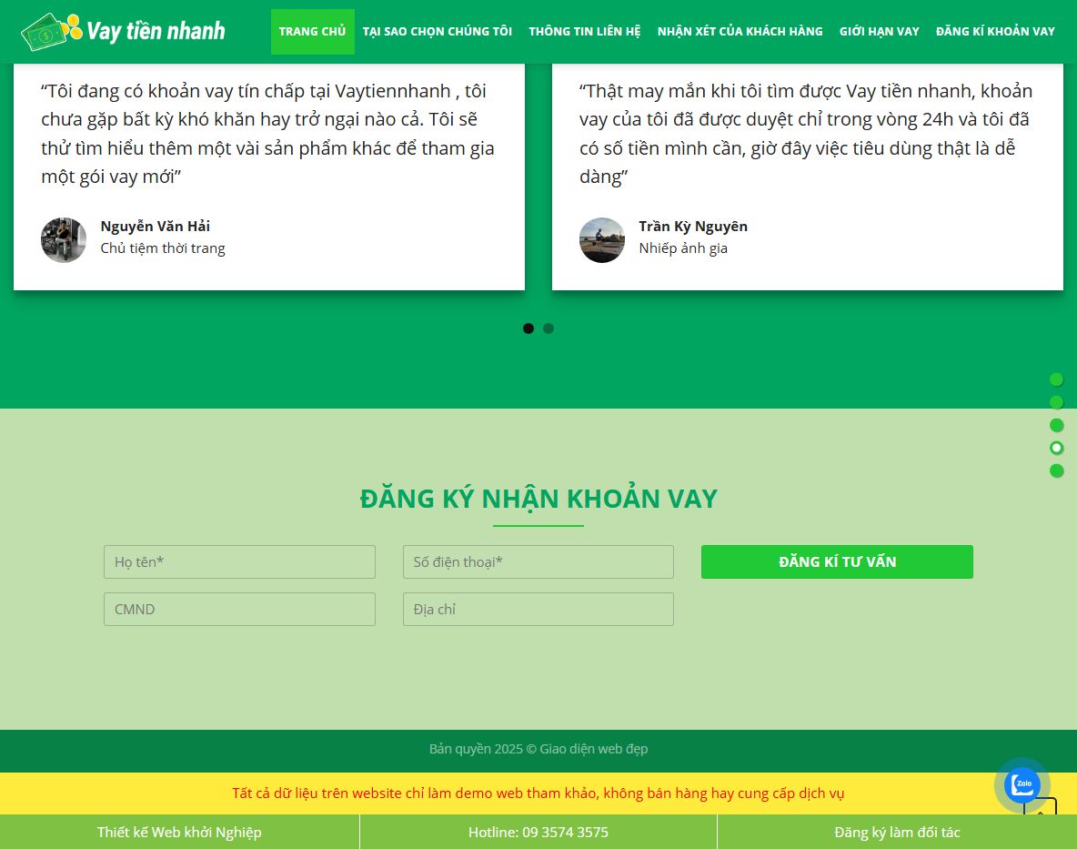 Dashboard quản trị theme wordpress vay tiền nhanh