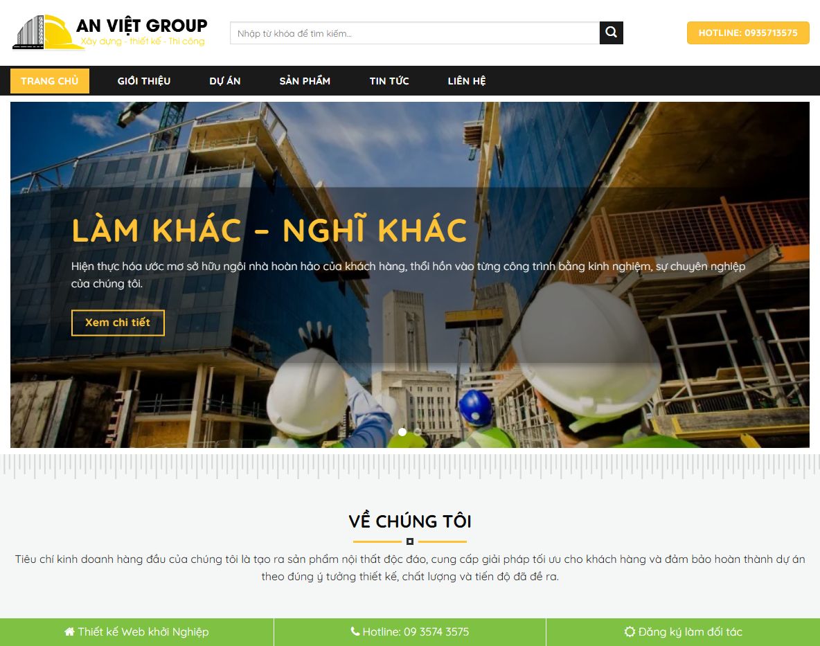 Giao diện trang chủ Theme WordPress xây dựng 05